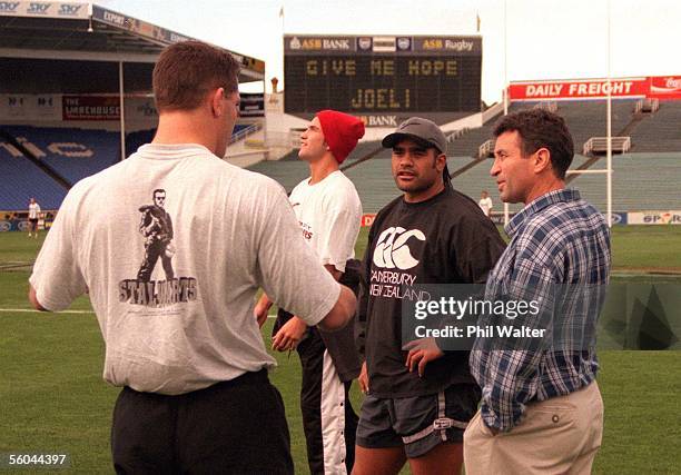 Canterbury Crusaders coach Wayne Smith gives advise to the Crusaders during the teams walk about and light training session at Eden Park, Friday.