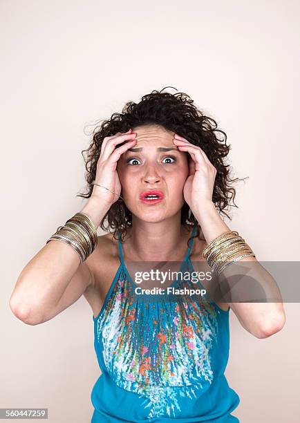 woman with shocked expression - beautiful woman shocked stock pictures, royalty-free photos & images