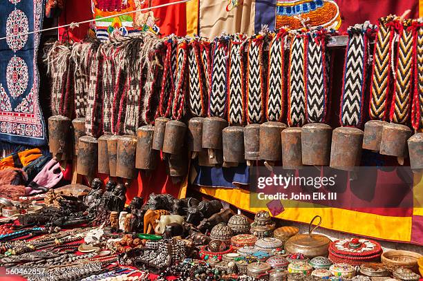 nepalese handicrafts in namche bazaar - namche bazaar stock pictures, royalty-free photos & images