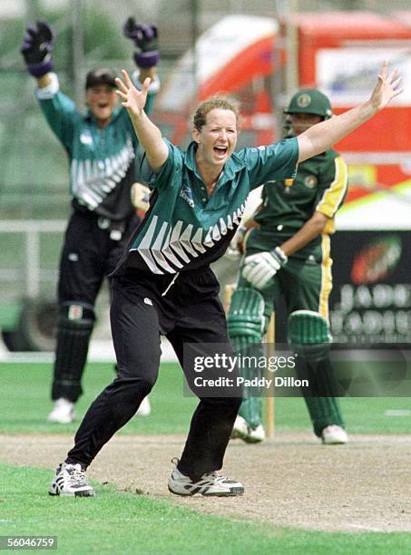 Katrina Withers goes up for an appeal during the New Zealand Women's Cricket International held at Jade Stadium today. The New Zealand Women's...