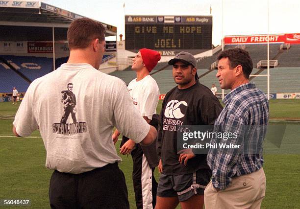 Canterbury Crusaders coach Wayne Smith gives advise to the Crusaders during the teams walk about and light training session at Eden Park, Friday.