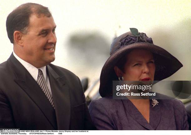 Prime Minister Jenny Shipley and her husband Burton at Ellerslie, Auckland, Thursday.