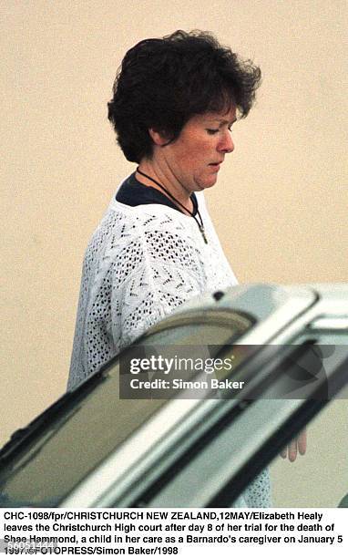 Elizabeth Healy leaves the rChristchurch High court after day 8 of her trial for the death of Shae Hammond, a child in her care as a Barnardo's...