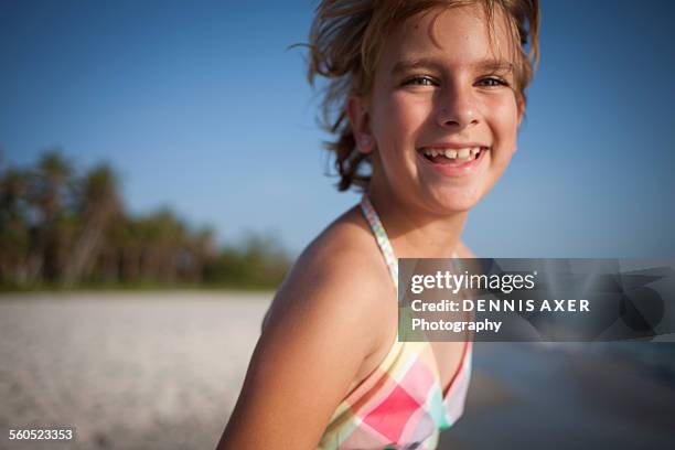 smiling girl at naples beach florida - s good morning america 2010 stock pictures, royalty-free photos & images