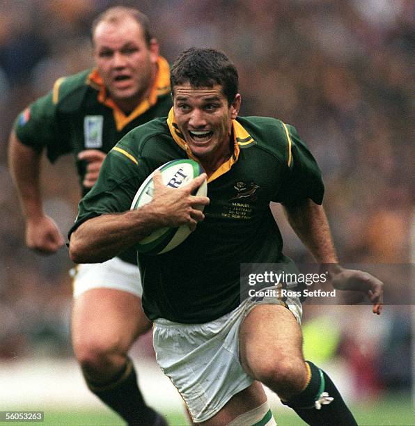 Springbok Joost van der Westhuizen against Australia in the semi final of the Rugby World Cup at Twickenham, London, Saturday.