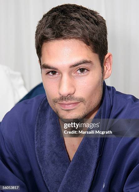 Actor DJ Catrona relaxes in "The Johnnie Walker Blue Label Gentlemens' Suite" at the Mondrian Hotel, on November 1, 2005 in West Hollywood,...