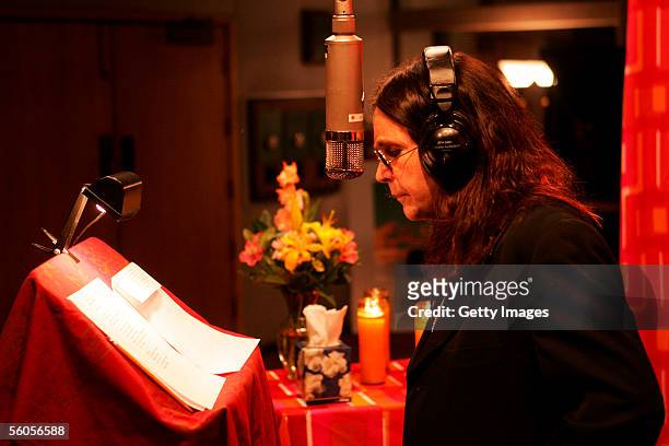 Musical artist Ozzy Osbourne records the Tsunami relief charity single, a cover of the Sir Eric Clapton ballad "Tears In Heaven" , at a Los Angeles...