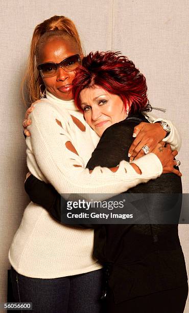Musical artist Mary J. Blige and Sharon Osbourne pose for a portrait to promote the Tsunami relief charity single, a cover of the Sir Eric Clapton...