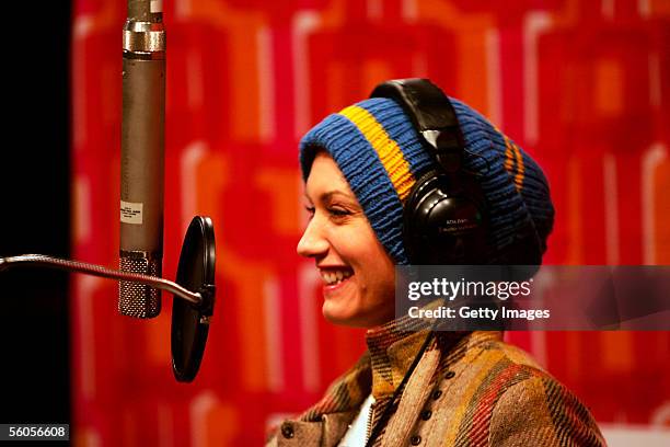 Musical artist Gwen Stefani records the Tsunami relief charity single, a cover of the Sir Eric Clapton ballad "Tears In Heaven" , at a Los Angeles...