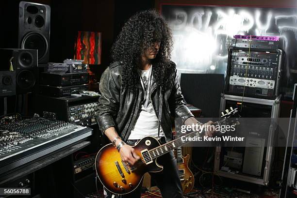 Slash of Velvet Revolver records and films the video for the new disaster relief charity single, a cover of the Sir Eric Clapton ballad "Tears In...