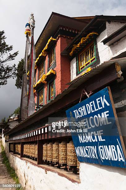 tibetan buddhist monastery - namche bazaar stock pictures, royalty-free photos & images