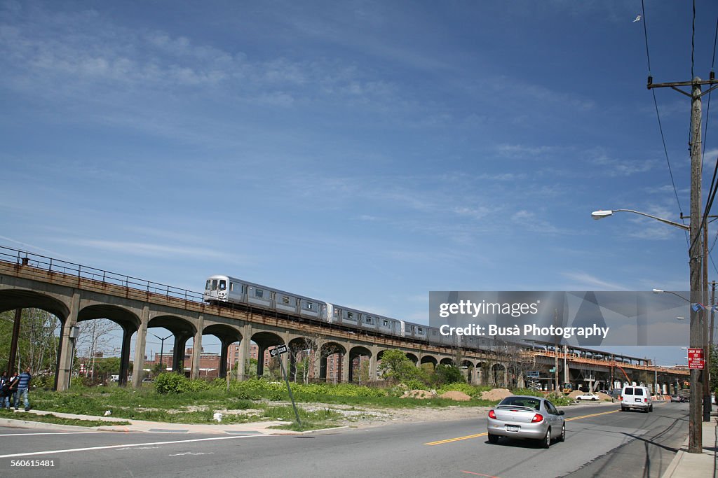 Elevated railway in the Rockaways, New York City