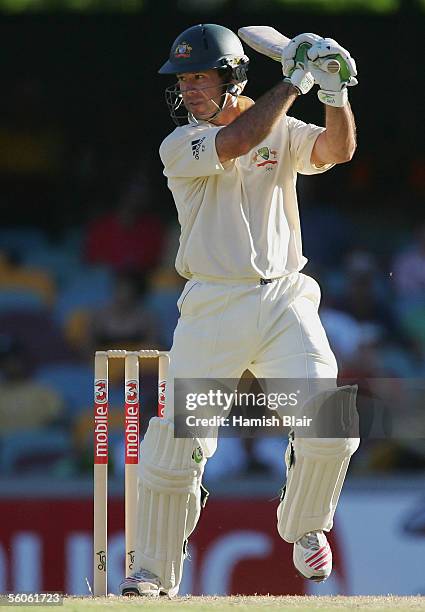 Ricky Ponting of Australia in action during day one of the First Test between Australia and the West Indies played at the Gabba on November 3, 2005...
