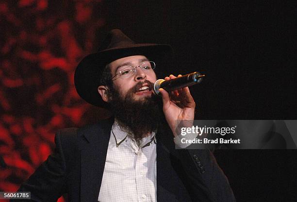 Hasidic reggae singer Matisyahu performs at the mtvU Woodie Awards at the Roseland Ballroom November 2, 2005 in New York City.