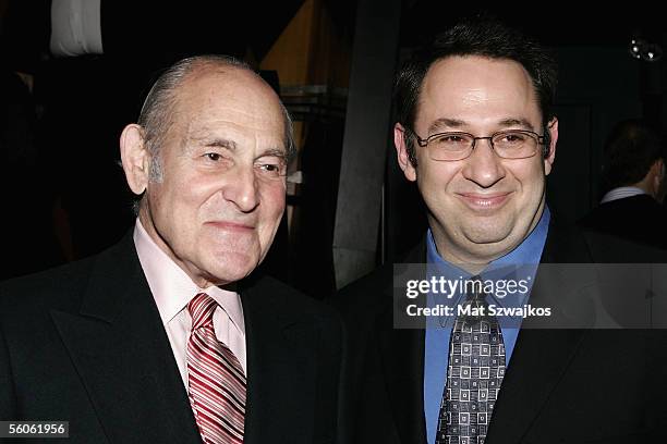 Jim Lebenthal is seen with the Director of new talent Andy Egel at "David Moore's Funny Business Show" at Caroline's on Broadway on November 2, 2005...