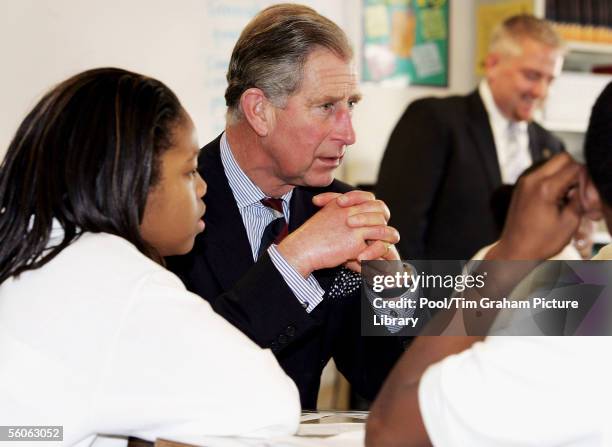 Prince Charles, Prince of Wales visits SEED School and meets students on November 2, 2005 in Washington DC. The Prince and his wife are on the second...