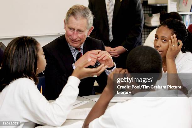 Prince Charles, Prince of Wales visits SEED School and meets students on November 2, 2005 in Washington DC. The Prince and his wife are on the second...