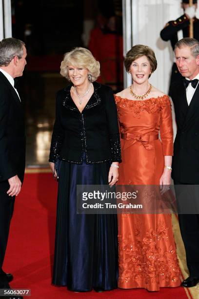 Prince Charles, Prince of Wales and Camilla, Duchess of Cornwall with President George W Bush and First Lady Laura at a dinner held at the White...