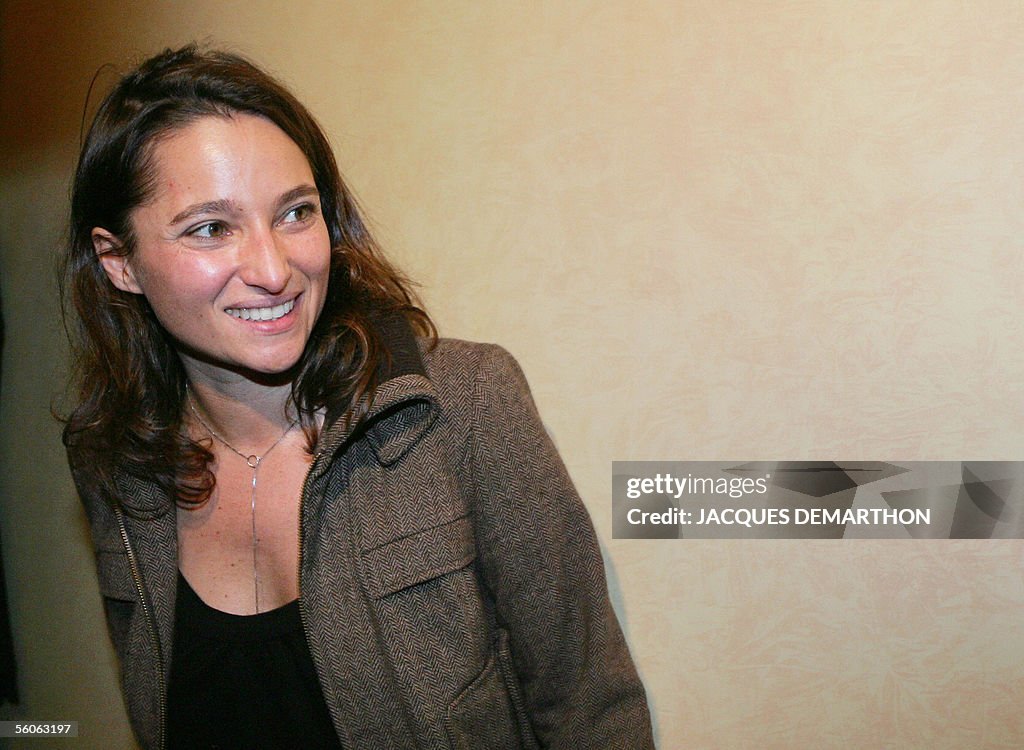 French Writer Nina Bouraoui Smiles After Having Been Awarded With The french-writer-nina-bouraoui-smiles-after-having-been-awarded-with-the