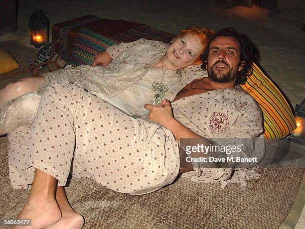 Vivienne Westwood and Andreas Kronthalier attends the One & Only Resort Party on November 2, 2005 at Reethi Rah Island, Maldives.
