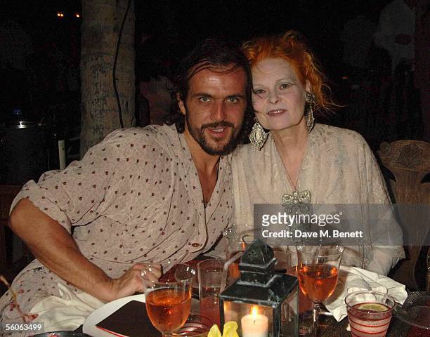 Andreas Kronthalier and Vivienne Westwood attend the One & Only Resort Party on November 2, 2005 at Reethi Rah Island, Maldives.