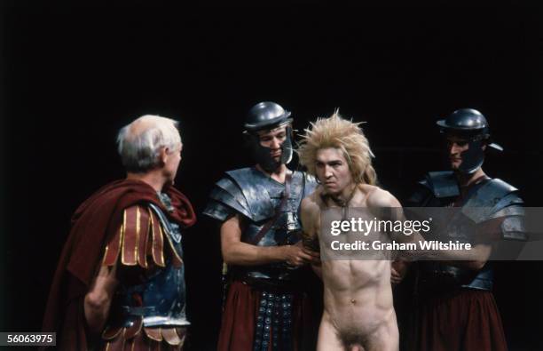 Scene from the play 'The Romans In Britain', by Howard Brenton, directed by Michael Bogdanov at the National Theatre, London. 16th October 1980. A...