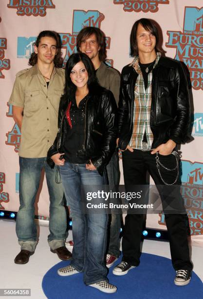 German band Silbermond arrive at the 12th annual MTV Europe Music Awards 2005 at the Atlantic Pavilion on November 3, 2005 in Lisbon, Portugal.