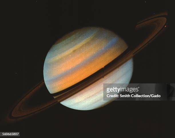 Saturn, Voyager 1 image, taken from range of 34 million kilometers, 1980.