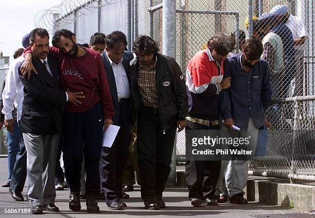 The asylumseekers suffering from food deprivation show the effects of their hunger strike as the 16 men from India,Pakistan and Iran are released...