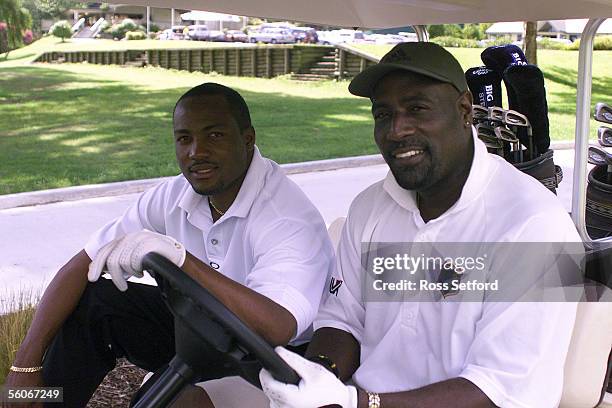 West Indies captain Brian Lara,left and coach Sir Viv Richards prepare to play the first hole at the Wairakei International Course, Saturday. DIGITAL...