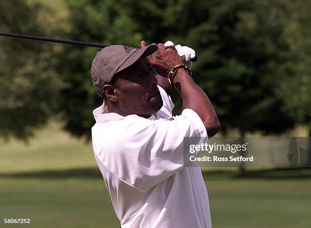 West Indies cricket coach Sir Viv Richards tees off on the first at the International Wairakei Golf Course, Saturday. DIGITAL IMAGE.