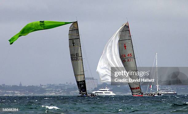 The spinnaker of AmericaOne blows out in the Louis Vuitton Challenger Final held out on the Waitemeta Harbour,Sunday.Prada won the race after...