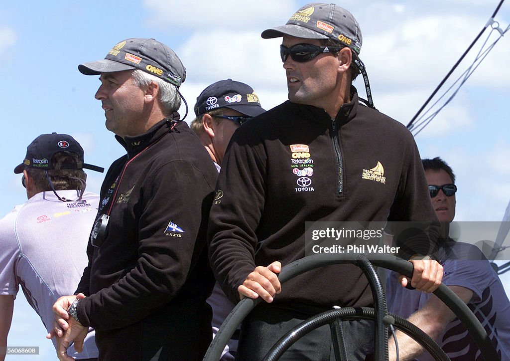 Team New Zealand' skipper Russell Coutts, right an