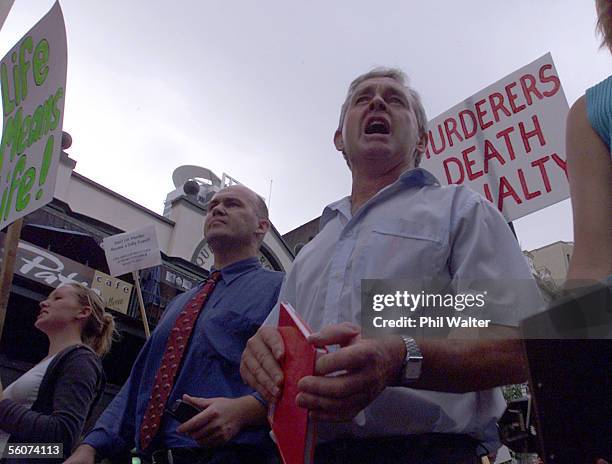 National protest organiser Garth McVicar marches down Queen Street protesting for the freedom of Mark Middleton who was appearing in the Auckland...