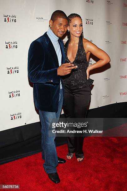 Singers Usher and Alicia Keys arrive at the Keep a Child Alive Annual Fundraiser "The Black Ball" at Frederick P. Rose Hall at Lincoln Center...