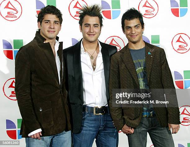 Music group Reik pose in the press room at the 6th Annual Latin Grammy Awards at the Shrine Auditorium on November 3, 2005 in Los Angeles, California.