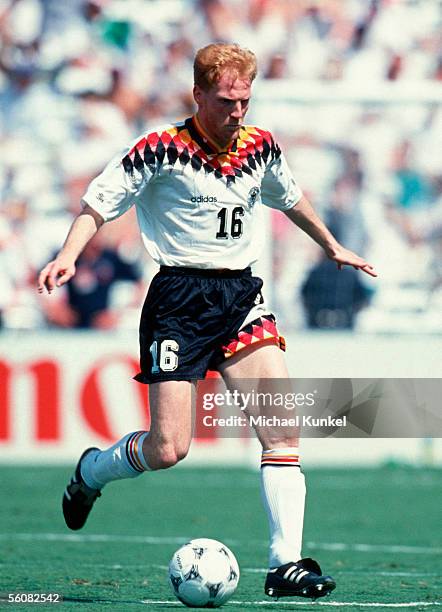 Matthias Sammer of Germany in action during the World Cup group c match between Germany and South Korea on June 27, 1994 in Dallas, United States.