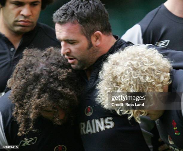 Adam Jones is seen during the Welsh captains run on November 4, 2005 at the Millennium Stadium in Cardiff, Wales, United Kingdom.