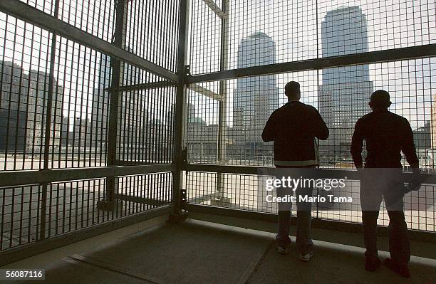 People view the World Trade Center site November 4, 2005 in New York City. Construction began yesterday on Santiago Calatrava's new $2.21 billion...