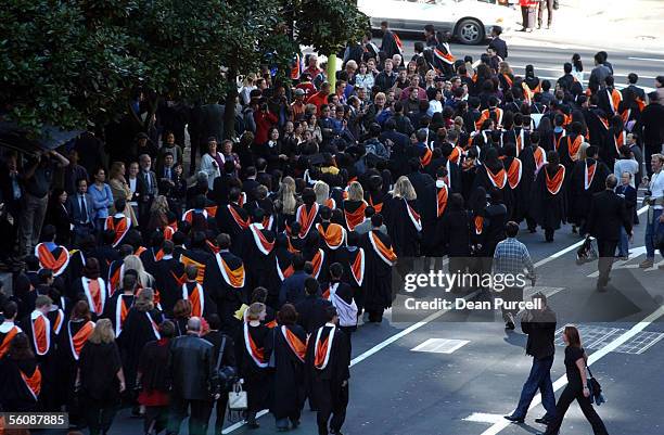 The Auckland University graduation march that takes place through the City, Wednesday. Almost 4400 students will graduate from the institution as...