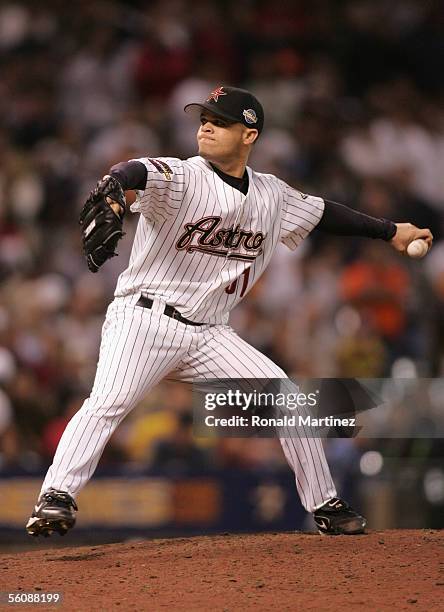 Wandy Rodriguez of the Houston Astros pitches during Game Three of the Major League Baseball World Series against the Chicago White Sox Houston...