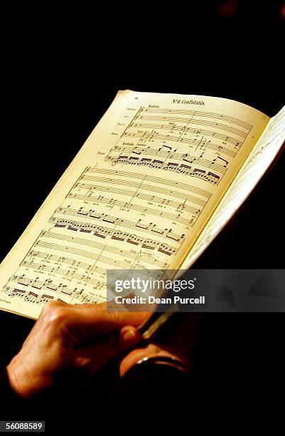 The music sheets to be sung by the choir made up of the Orlando singers, members of Musica Sacra and Bach Musica sing the famous Mozart composed...