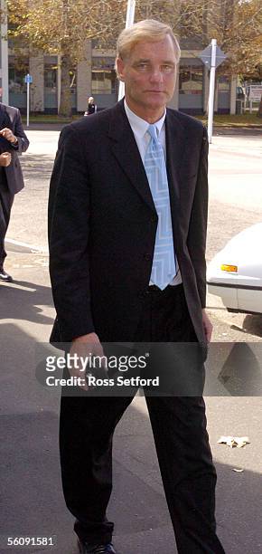 Dr Donald Stevens, defence lawyer for Lesley Martin leaves the Wanganui Courthouse, Wanganui, New Zealand, Monday Mar 15, 2004. Lesley Martin is...