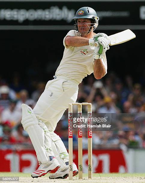 Ricky Ponting of Australia in action during day three of the First Test between Australia and the West Indies played at the Gabba on November 5, 2005...