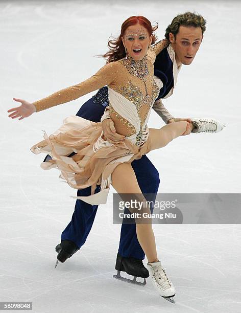 Galit Chait and Sergei Sakhnovski of Israel in action during the 2005 China Figure Skating Championship for the ice dancing at Capital Gymnasium on...