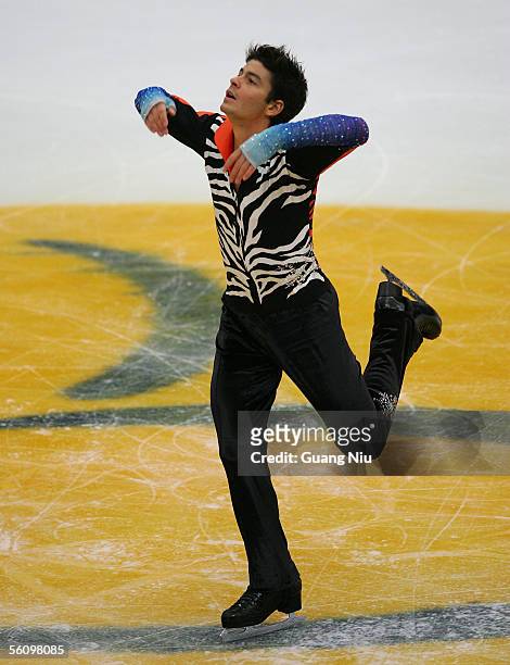 Stephane Lambiel of Switzerland in action during the 2005 China Figure Skating Championship for the men free skating at Capital Gymnasium on November...