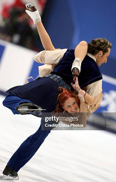 Israeli figure skater Sergei Sakhnovski performs with his parter Galit Chait during the Ice Dancing free dance at the Cup of China ISU Grand Prix...