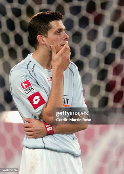 Manuel Friedrich of Mainz looks dejected after losing the Bundesliga match between Hannover 96 and FSV Mainz 05 at the AWD Arena on November 5, 2005...