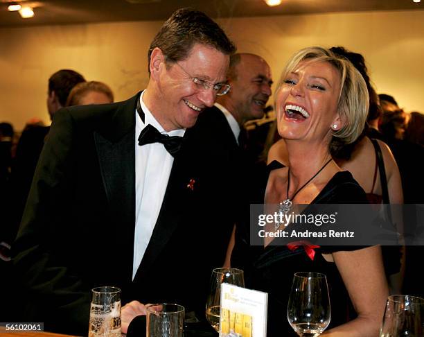 Leader of Germany's Free Democrats Guido Westerwelle and television hostess Sabine Christiansen attend at the AIDS Benefit Opera Gala on November 5,...