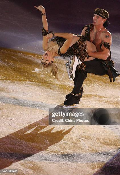 Tatiana Navka and Roman Kostomarov of Russia perform during the gala exhibition at the Cup of China ISU Grand Prix Figure Skating on November 6, 2005...